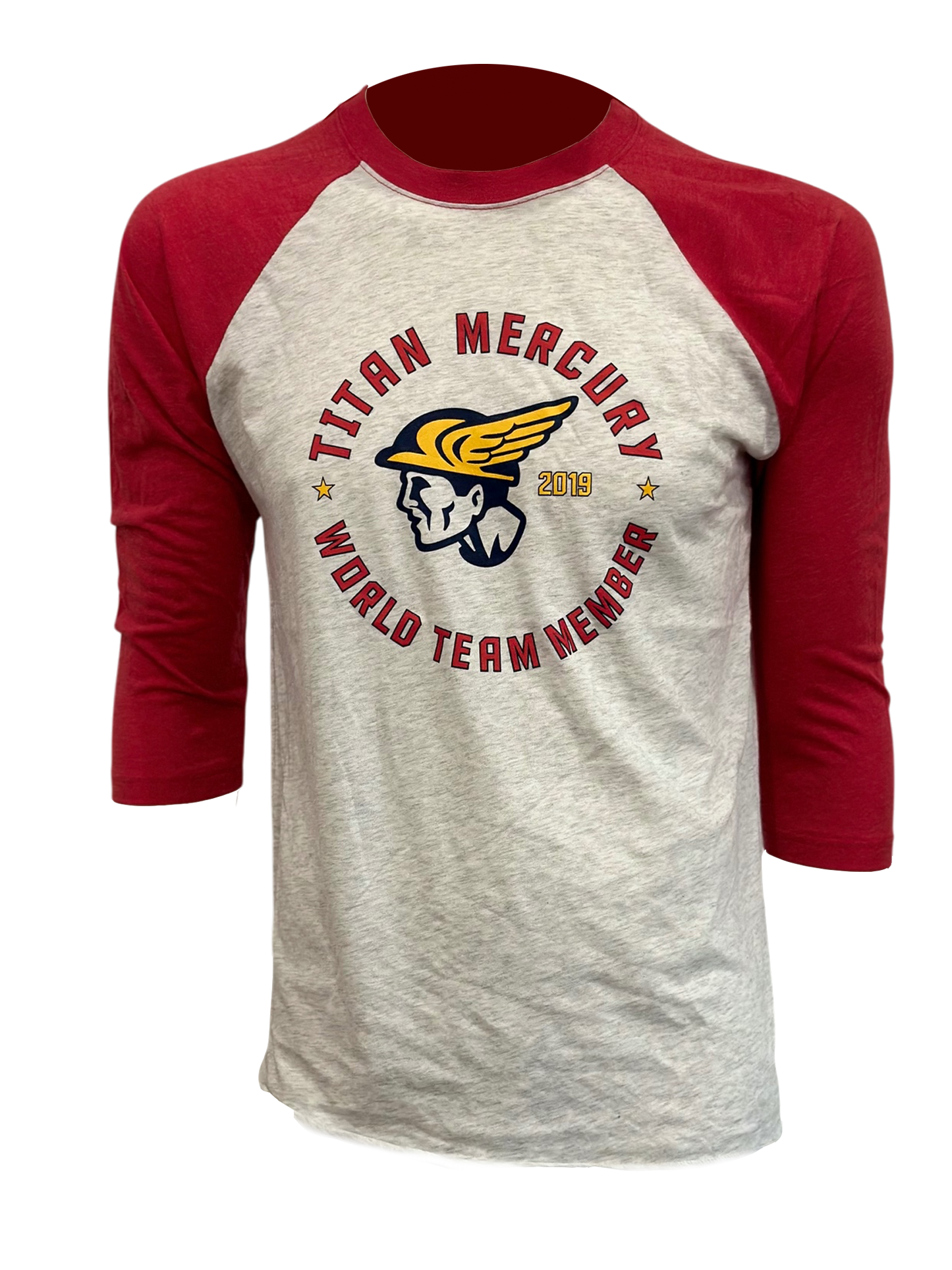 Red and White World Team Raglan Tee