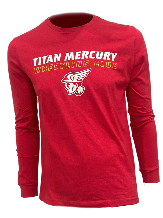Red SL Long Sleeve White Mercury Head Tee